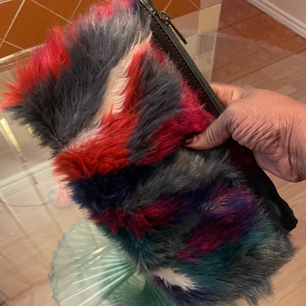 Multicolor Faux Fur Clutch